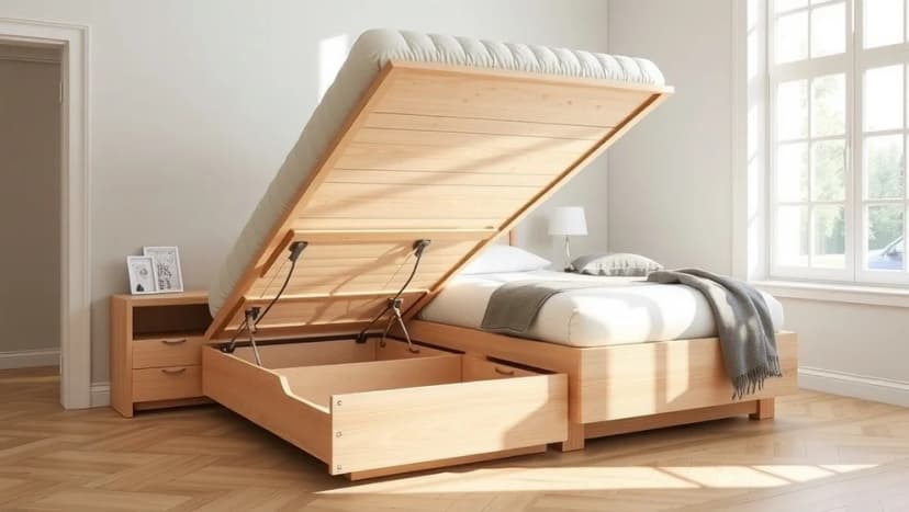 Dubbelsäng med förvaring sparar plats i sovrummet