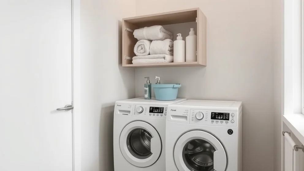 Skåp över tvättmaskin sparar plats hemma