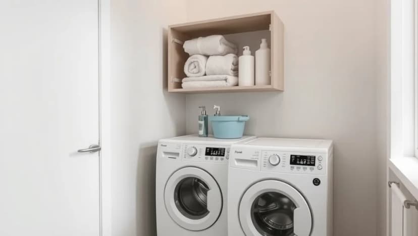 Skåp över tvättmaskin sparar plats hemma